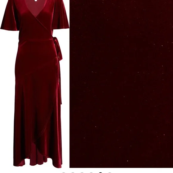 Velour Holiday Maxi-Wrap Dress - Picture 2 of 6